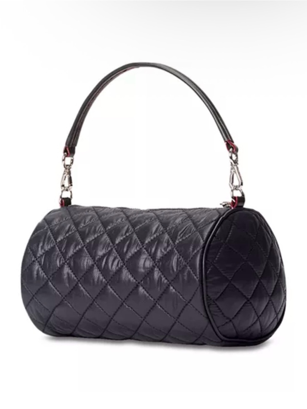 MZ Wallace Black Quilted Nylon Barrel Shoulder Bag with Chain Strap - Picture 4 of 8